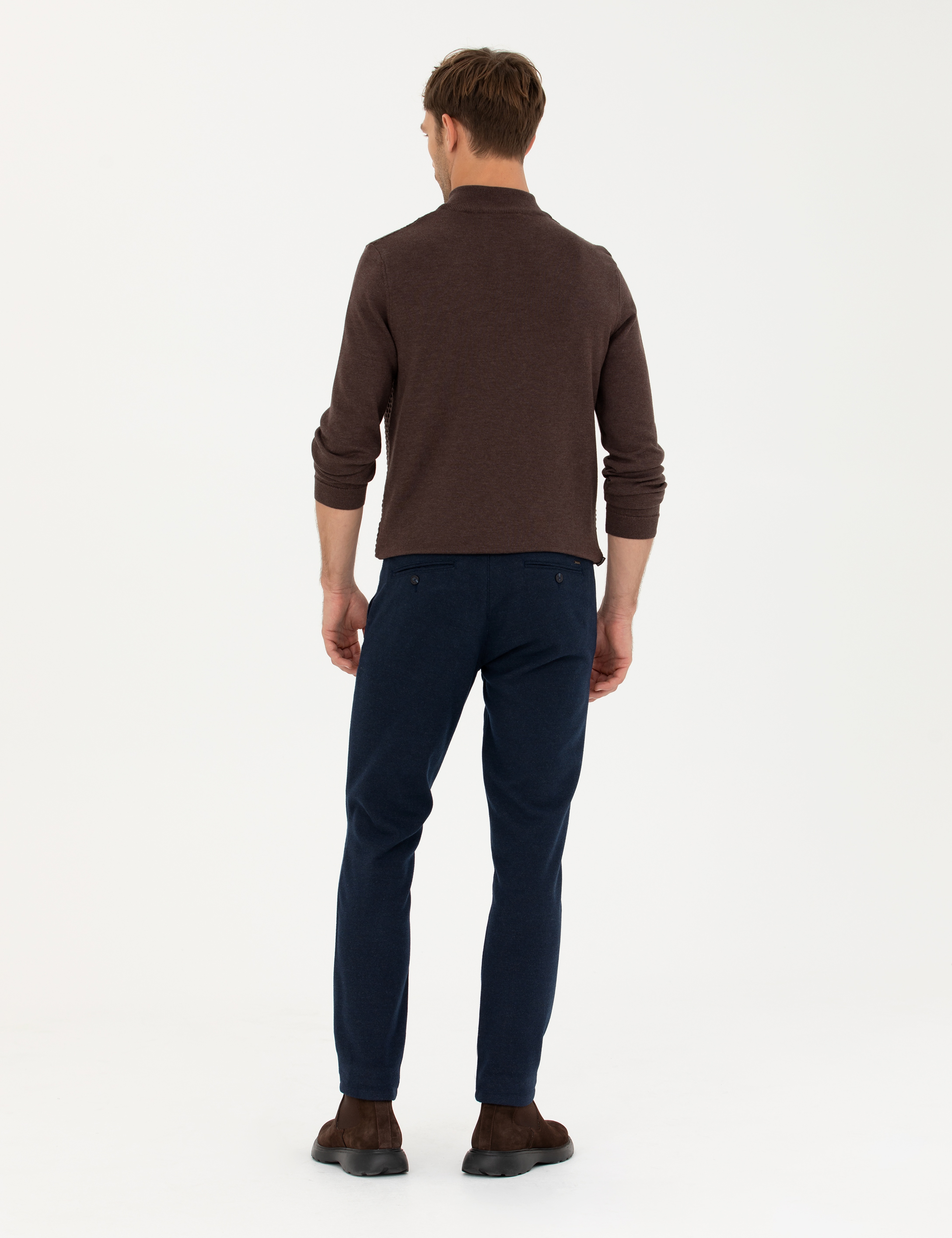 Lacivert Slim Fit Kanvas Pantolon