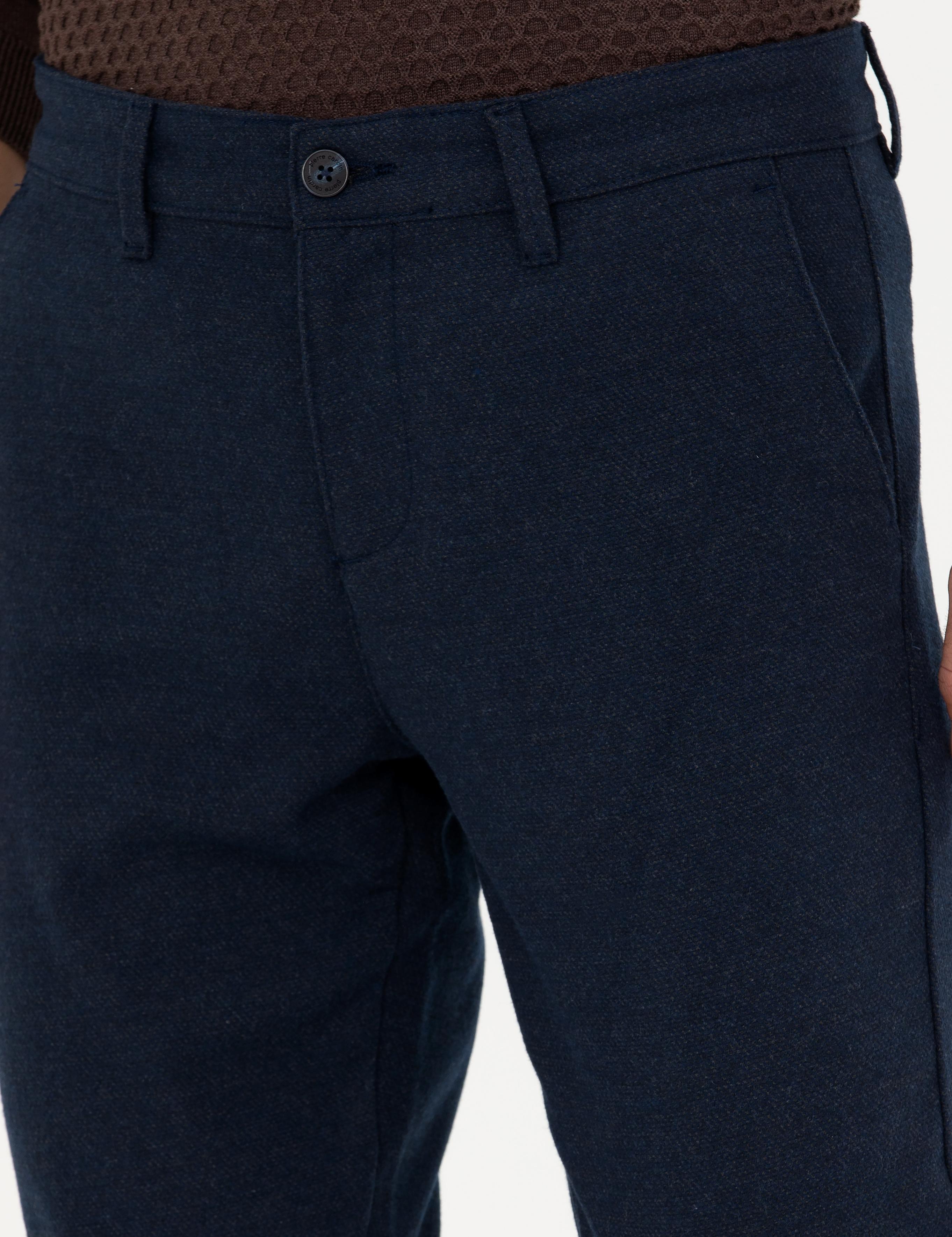 Lacivert Slim Fit Kanvas Pantolon