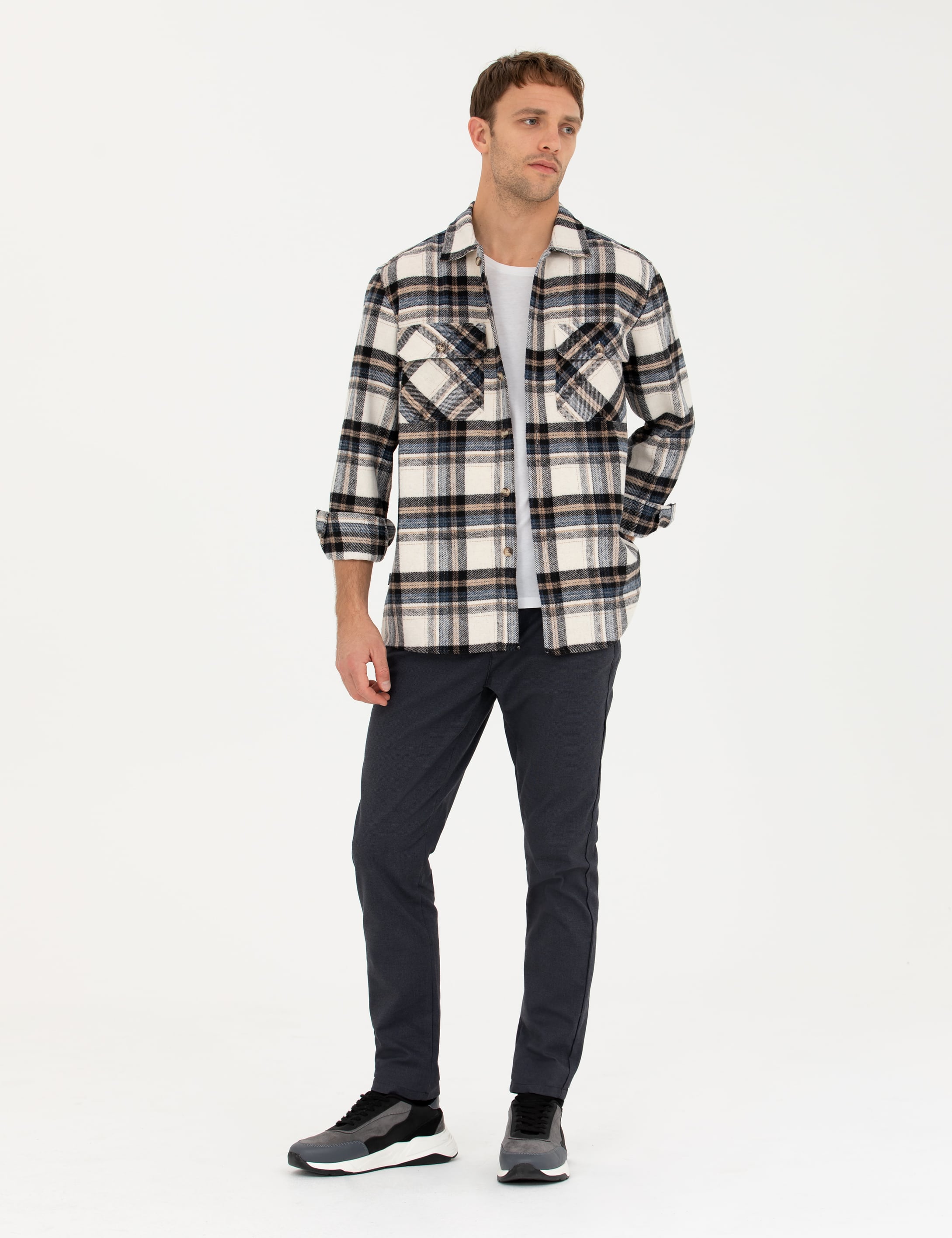 Lacivert Slim Fit Kanvas Pantolon