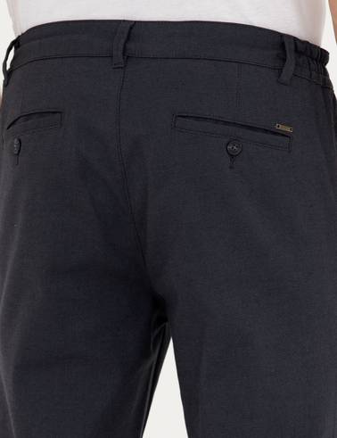 Lacivert Slim Fit Kanvas Pantolon