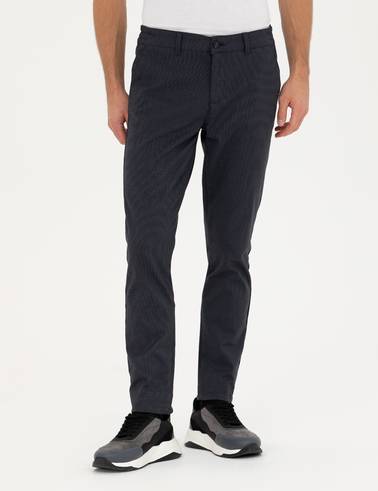 Lacivert Slim Fit Kanvas Pantolon