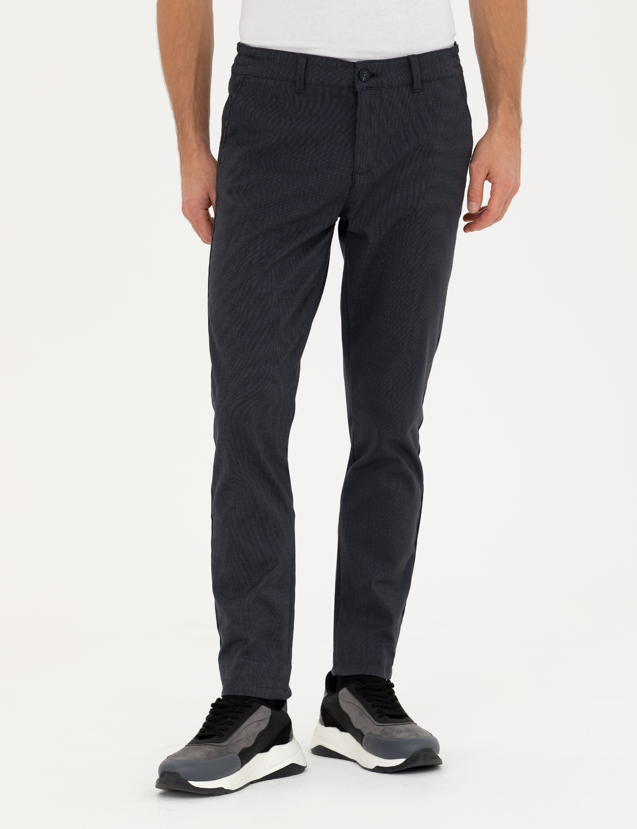 Lacivert Slim Fit Kanvas Pantolon