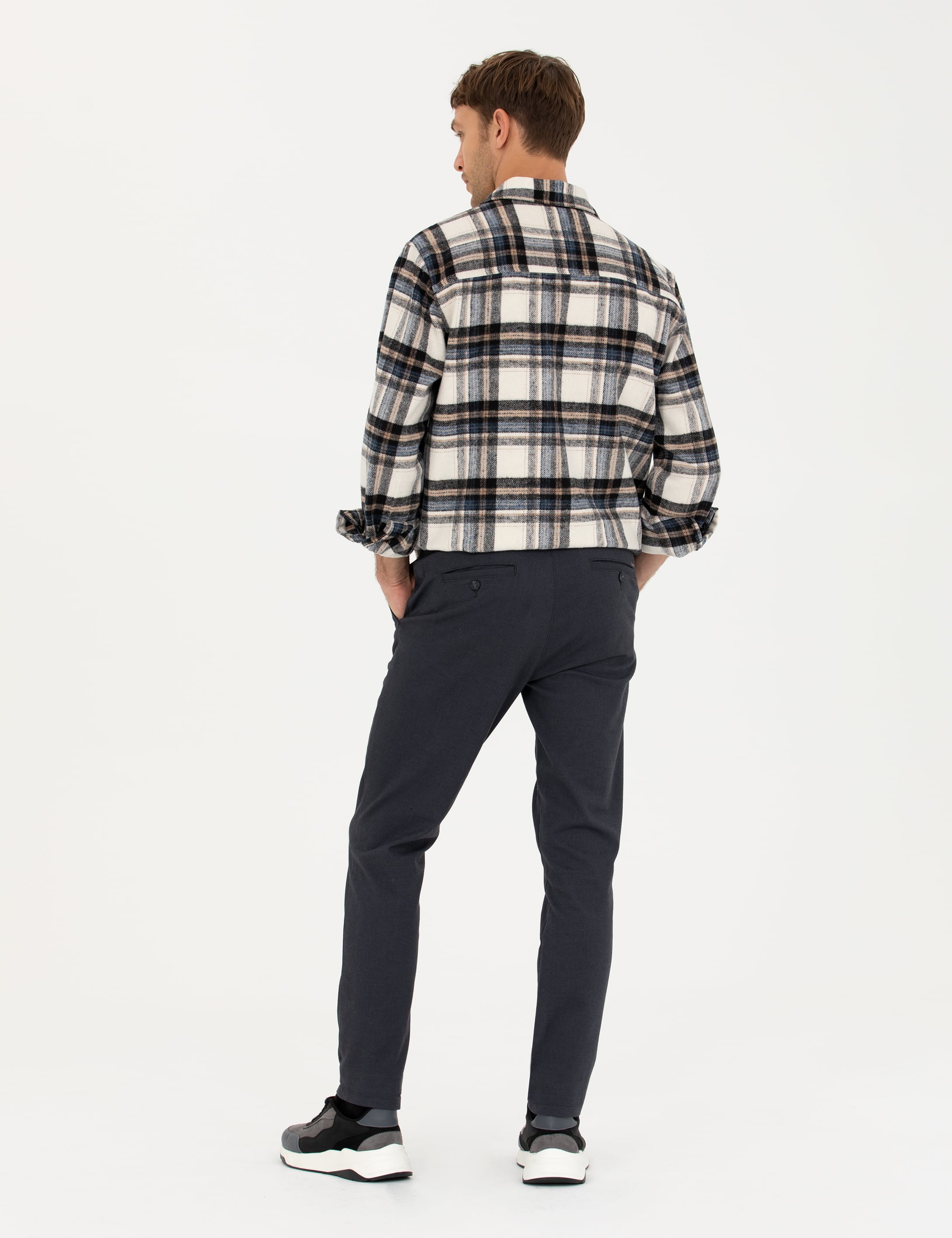 Lacivert Slim Fit Kanvas Pantolon - Image 4