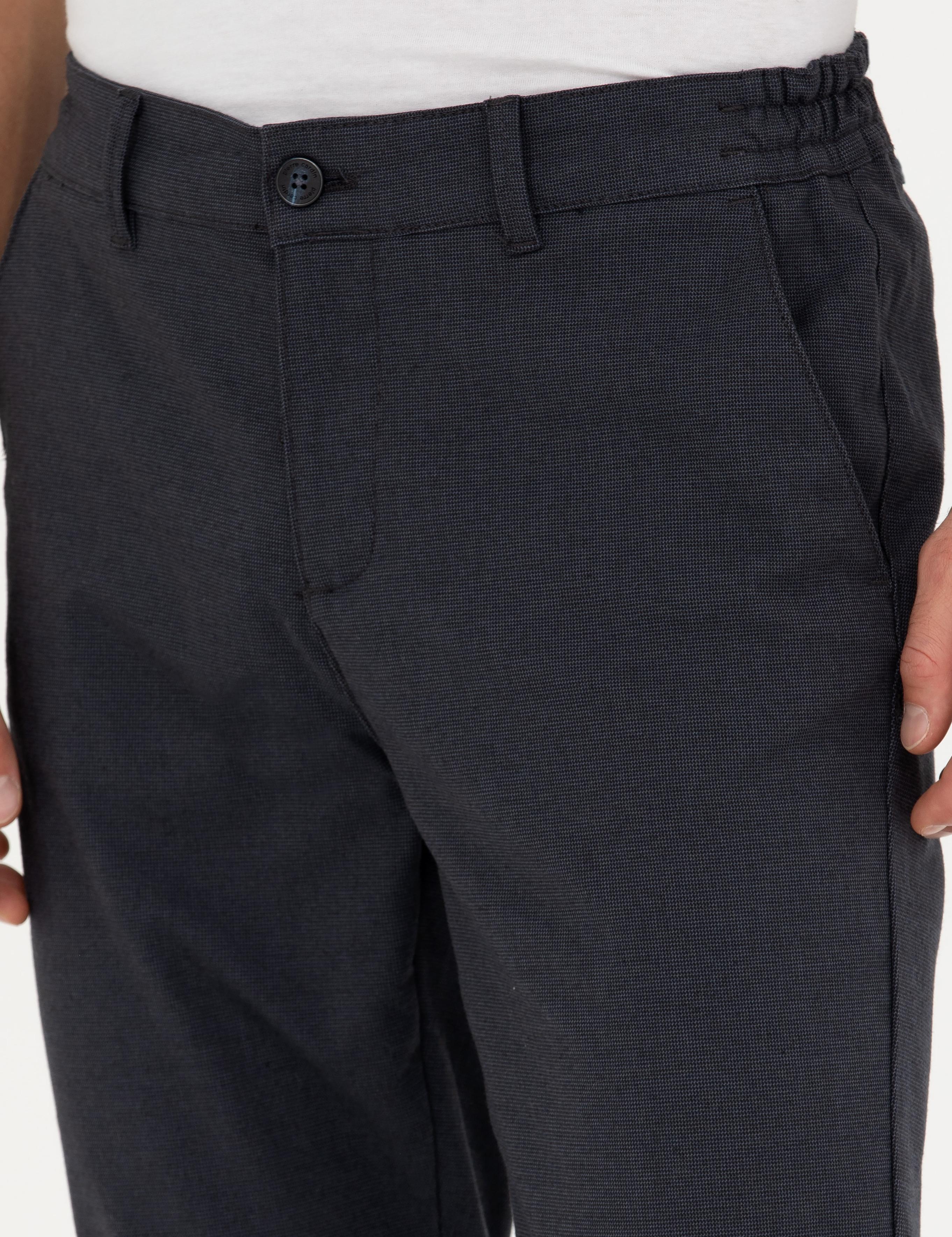 Lacivert Slim Fit Kanvas Pantolon