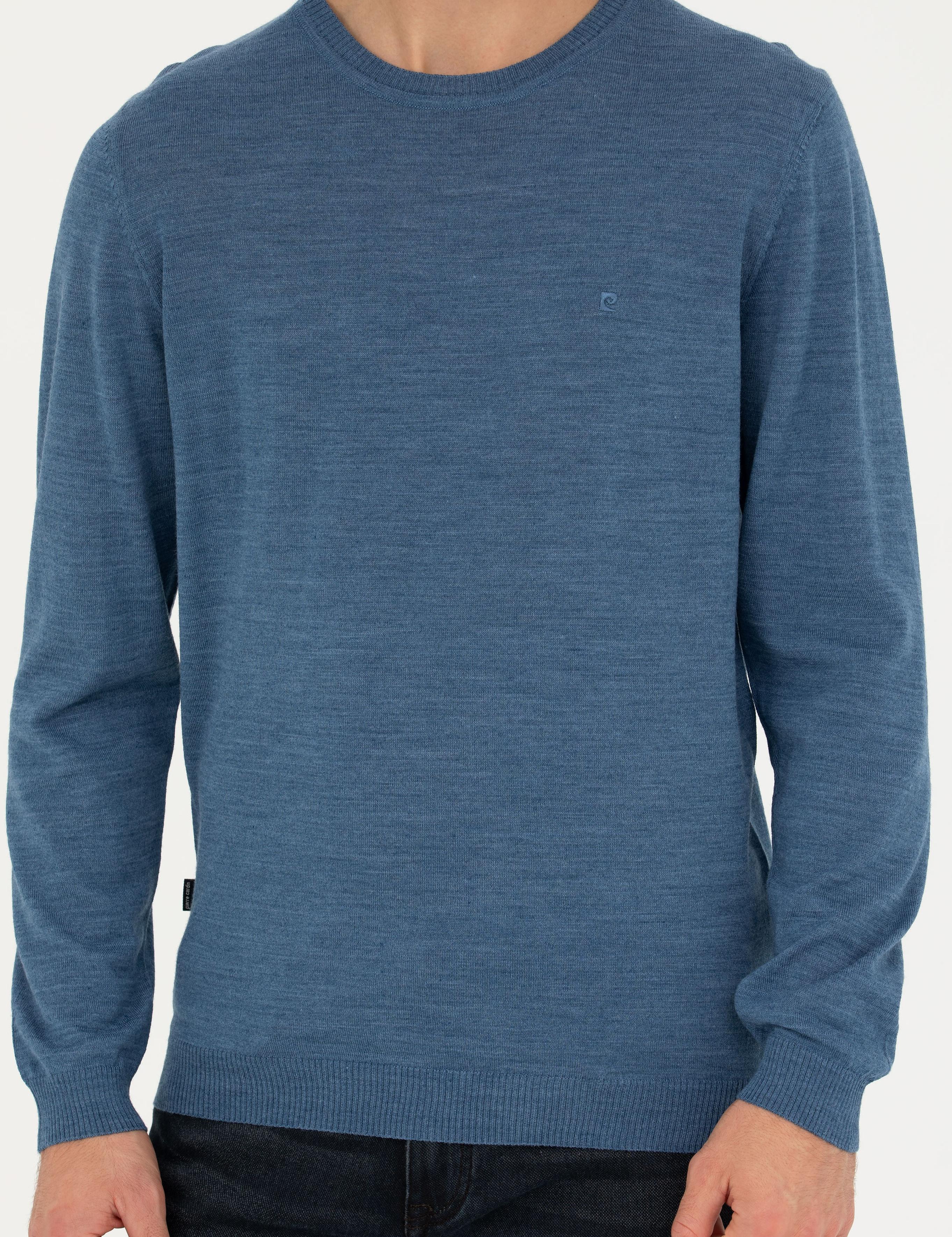 Mavi Slim Fit Bisiklet Yaka Yün Karışımlı Basic Triko Kazak