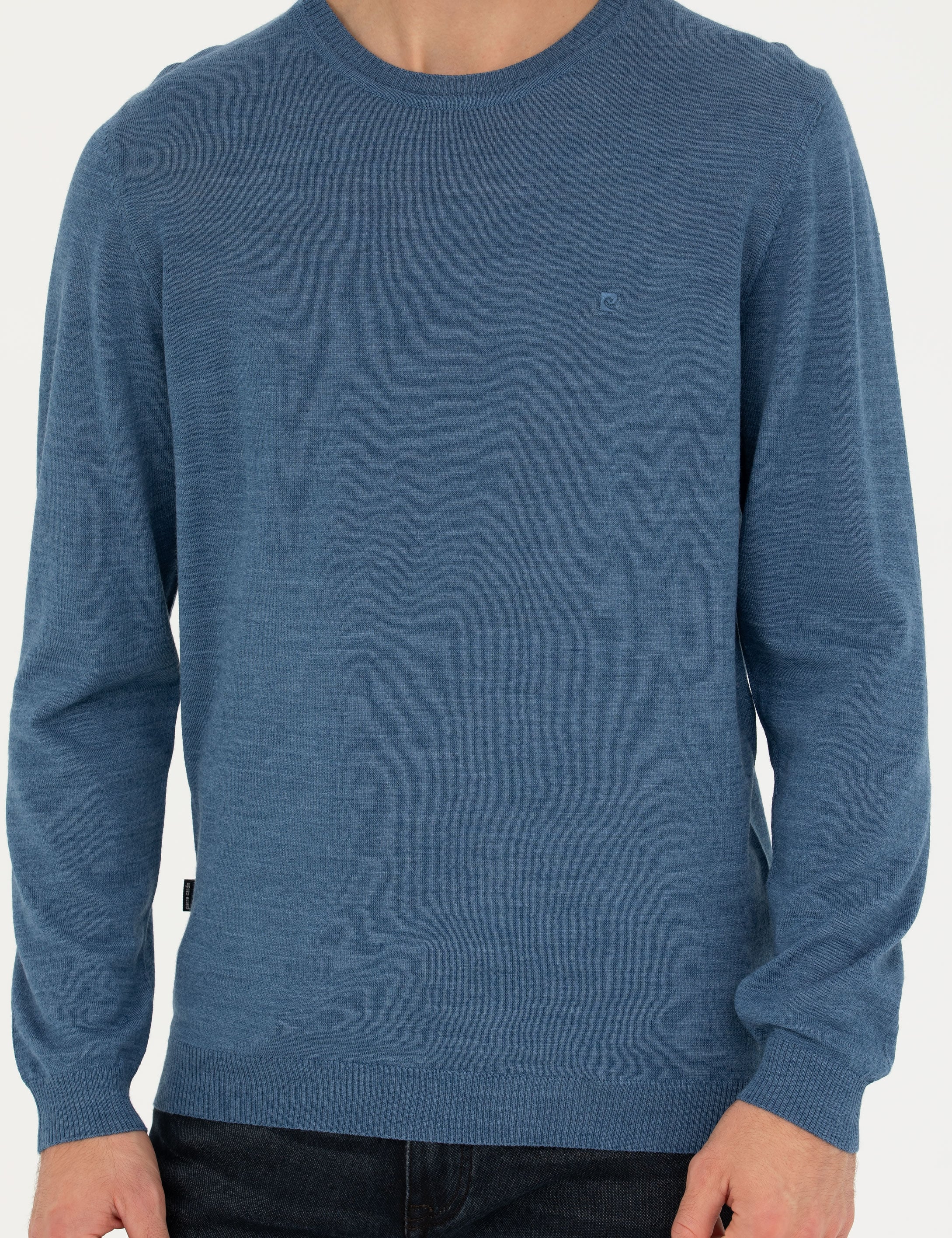 Mavi Slim Fit Bisiklet Yaka Yün Karışımlı Basic Triko Kazak