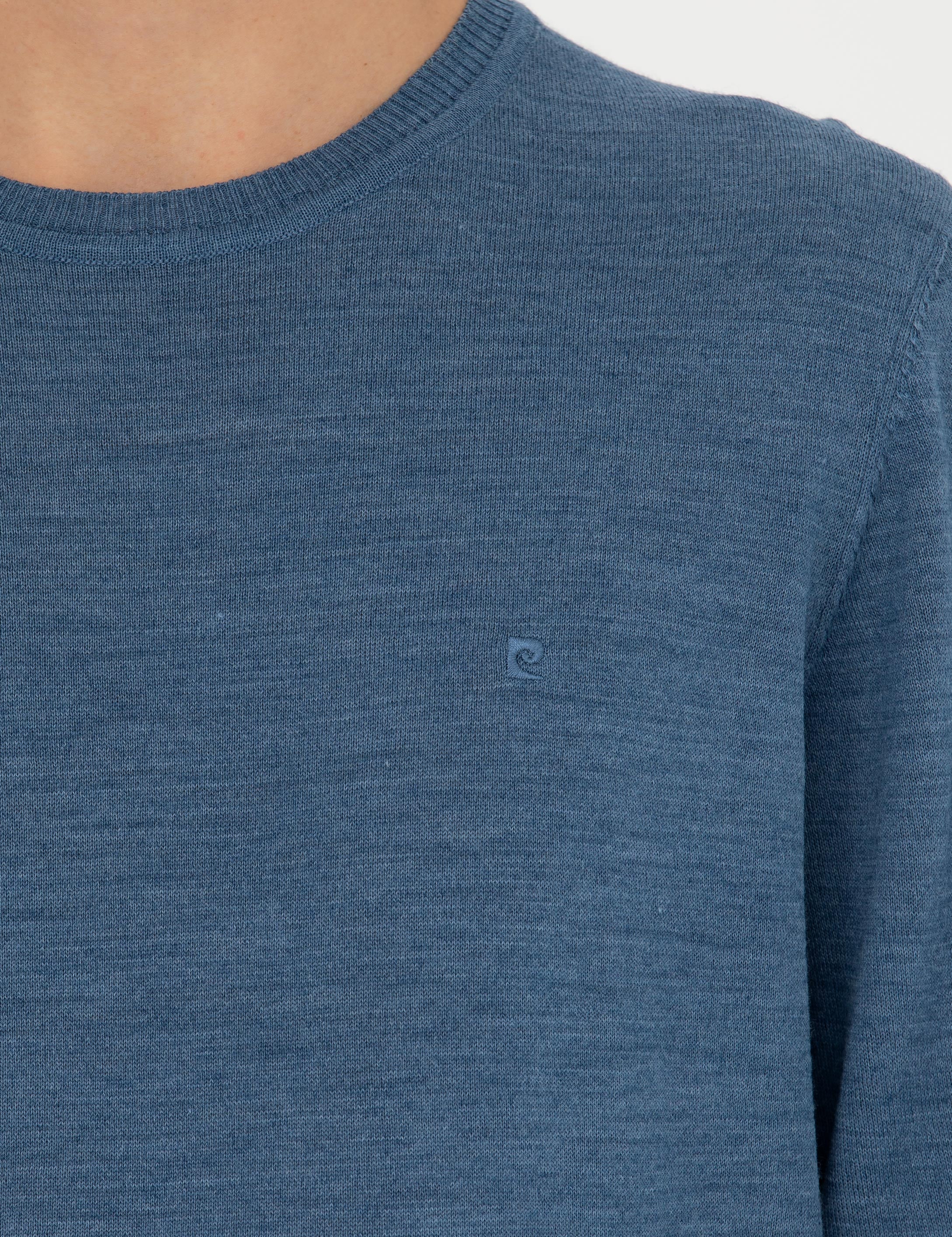 Mavi Slim Fit Bisiklet Yaka Yün Karışımlı Basic Triko Kazak