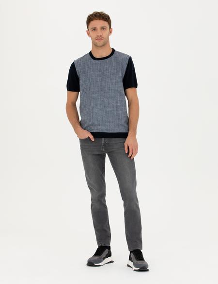 Lacivert Slim Fit Bisiklet Yaka Triko Tişört - 50280026011