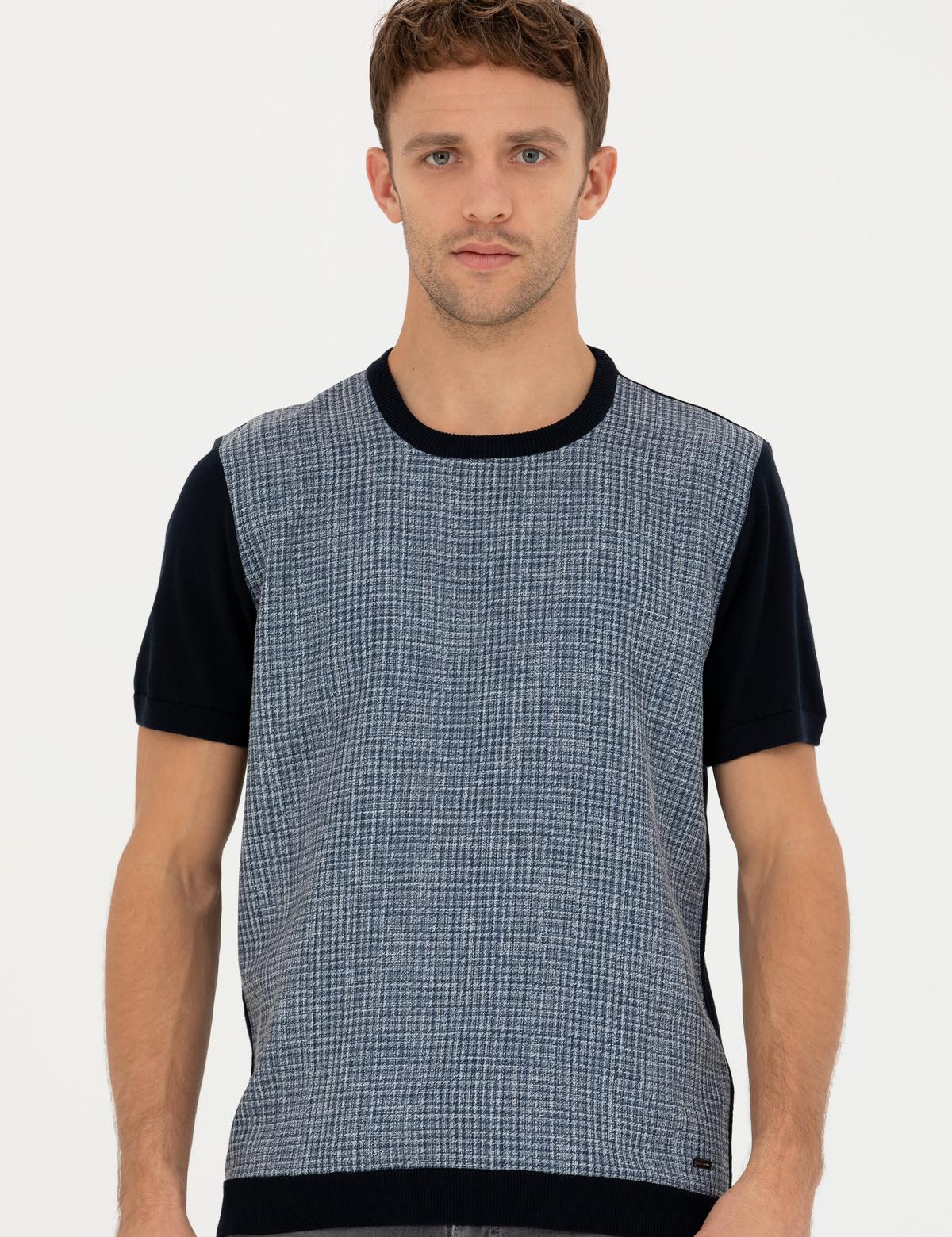 Lacivert Slim Fit Bisiklet Yaka Triko Tişört - 50280026011