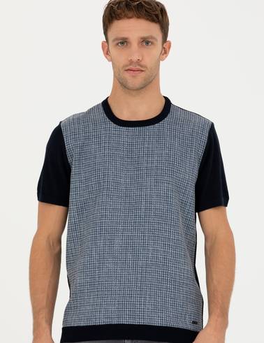 Lacivert Slim Fit Bisiklet Yaka Triko Tişört