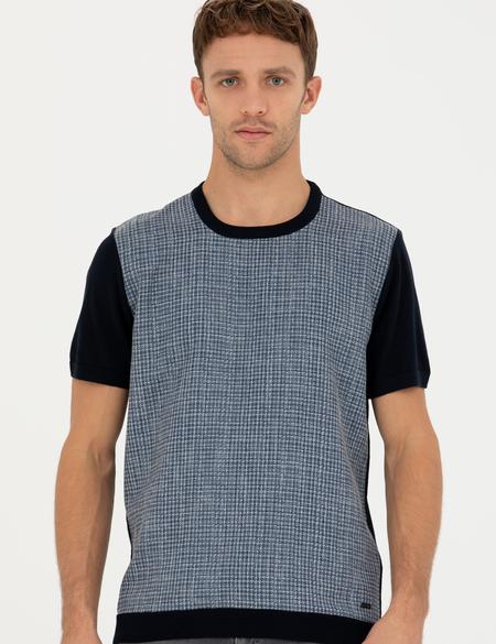 Lacivert Slim Fit Bisiklet Yaka Triko Tişört - 50280026011