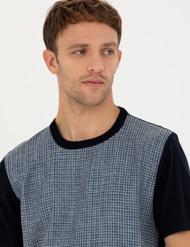 Lacivert Slim Fit Bisiklet Yaka Triko Tişört