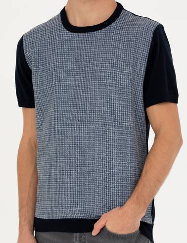 Lacivert Slim Fit Bisiklet Yaka Triko Tişört