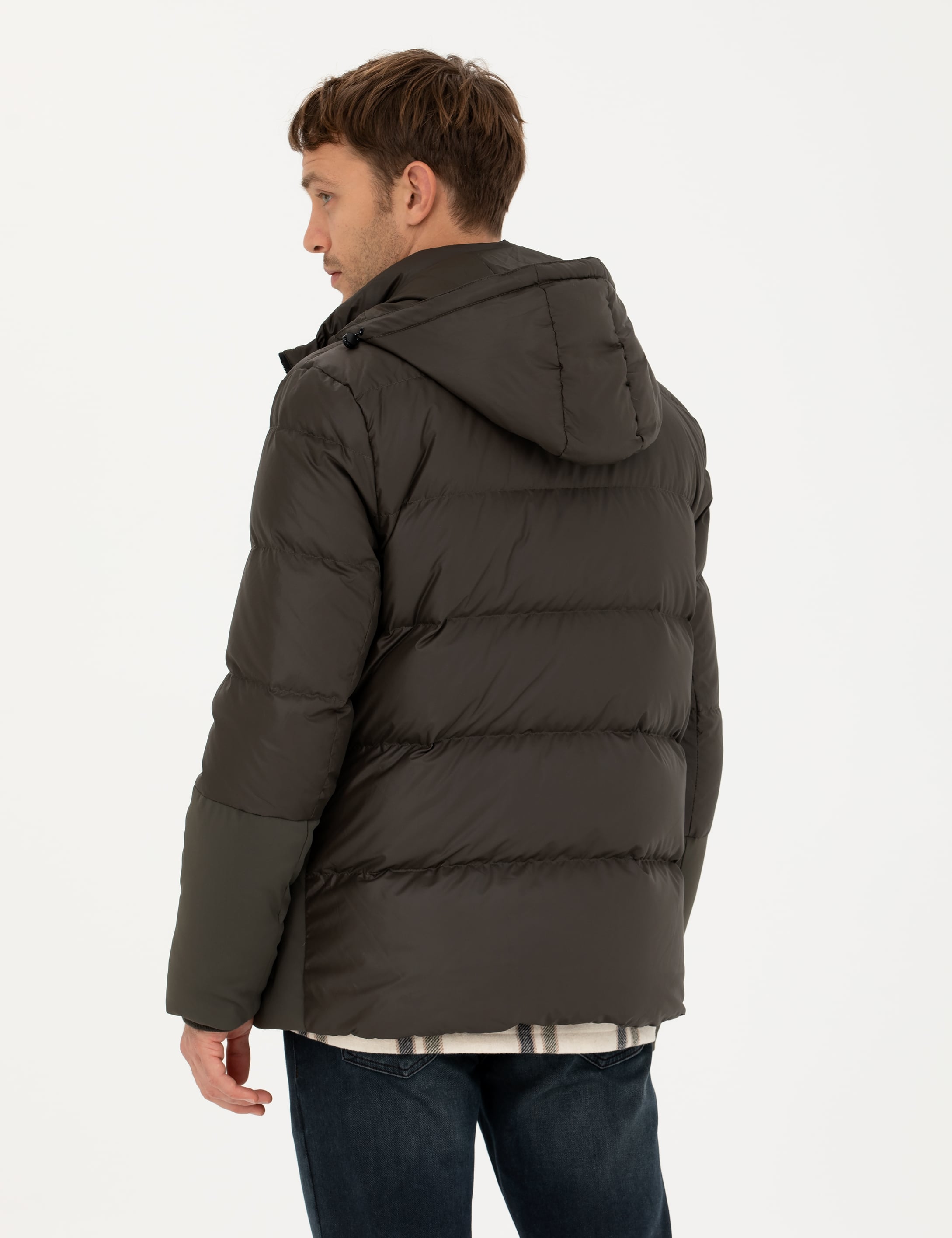 Pierre Cardin Haki Kapüşonlu Kapitone Spor Cepli Mont görsel 5