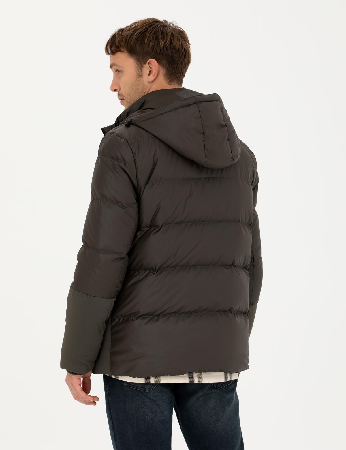 Haki Kapüşonlu Kapitone Spor Cepli Mont - 50276298021