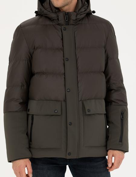 Haki Kapüşonlu Kapitone Spor Cepli Mont - 50276298021