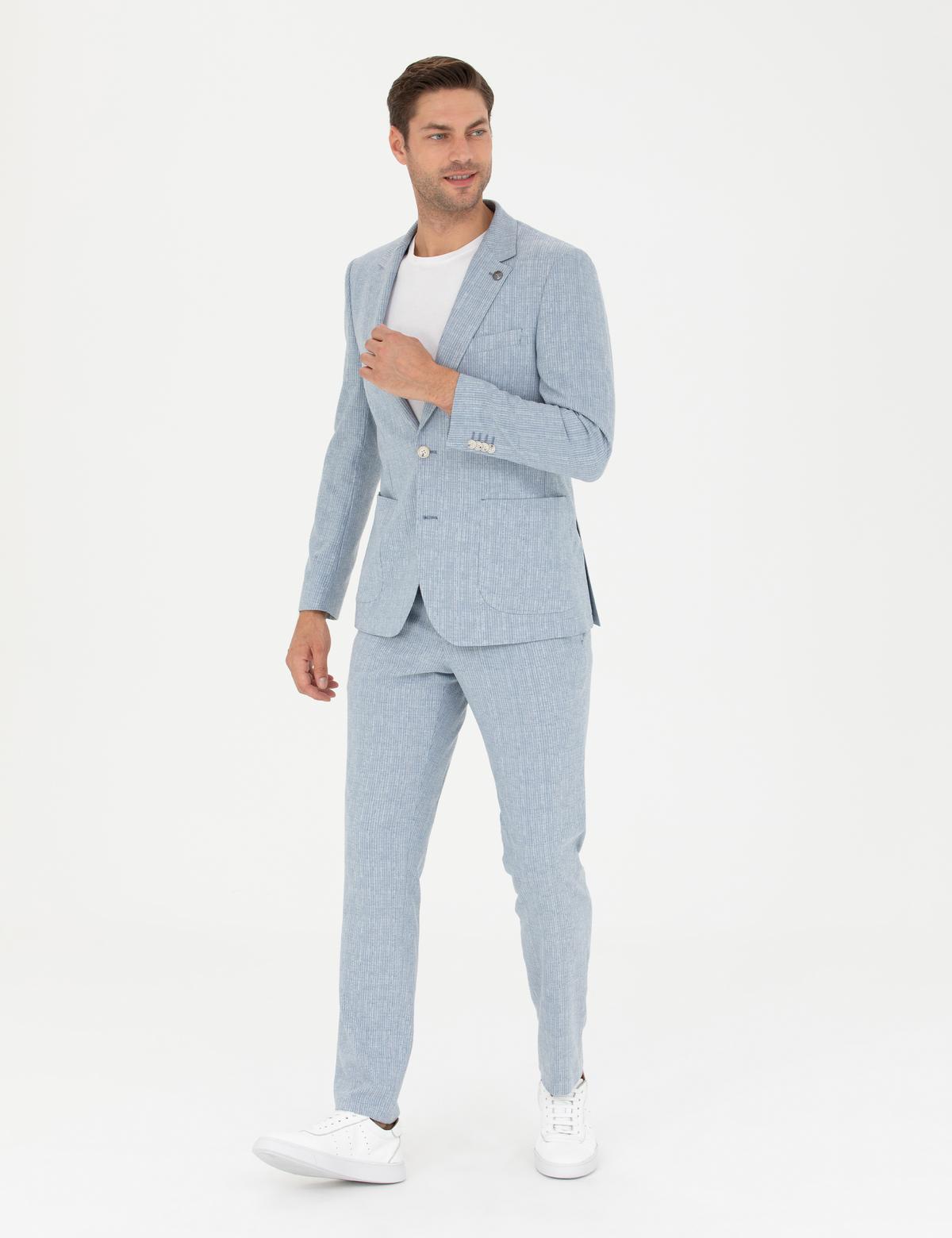 Açık Mavi Slim Fit Takım Elbise