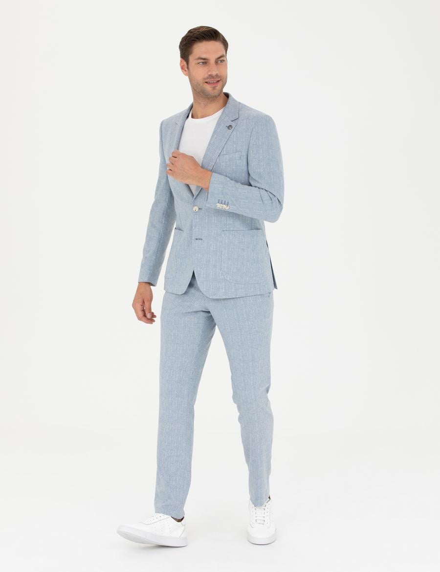 Açık Mavi Slim Fit Takım Elbise