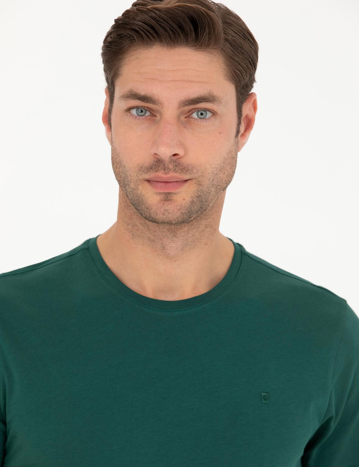 Koyu Yeşil Slim Fit Basic Tişört - 50289335073