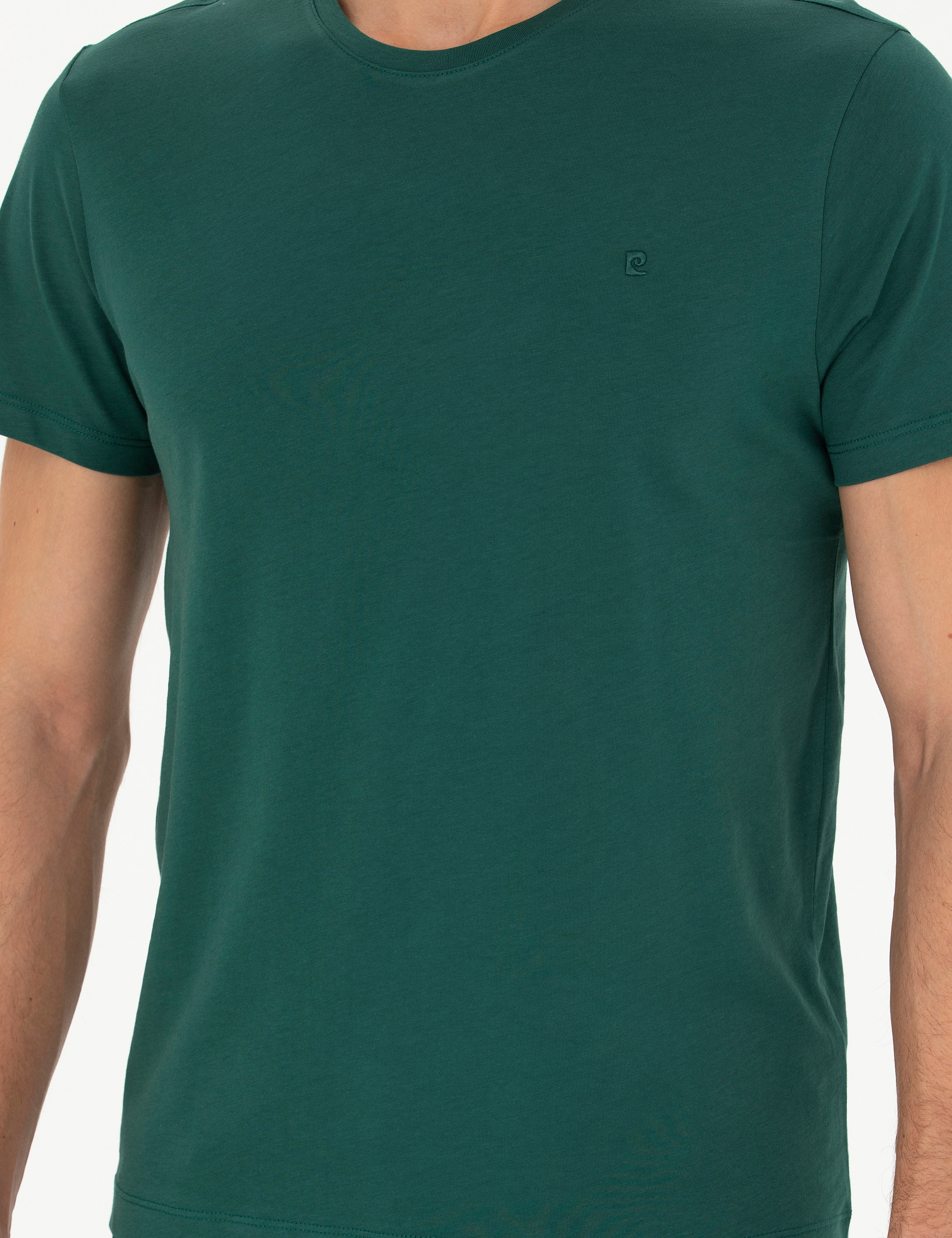 Koyu Yeşil Slim Fit Basic Tişört - Image 6