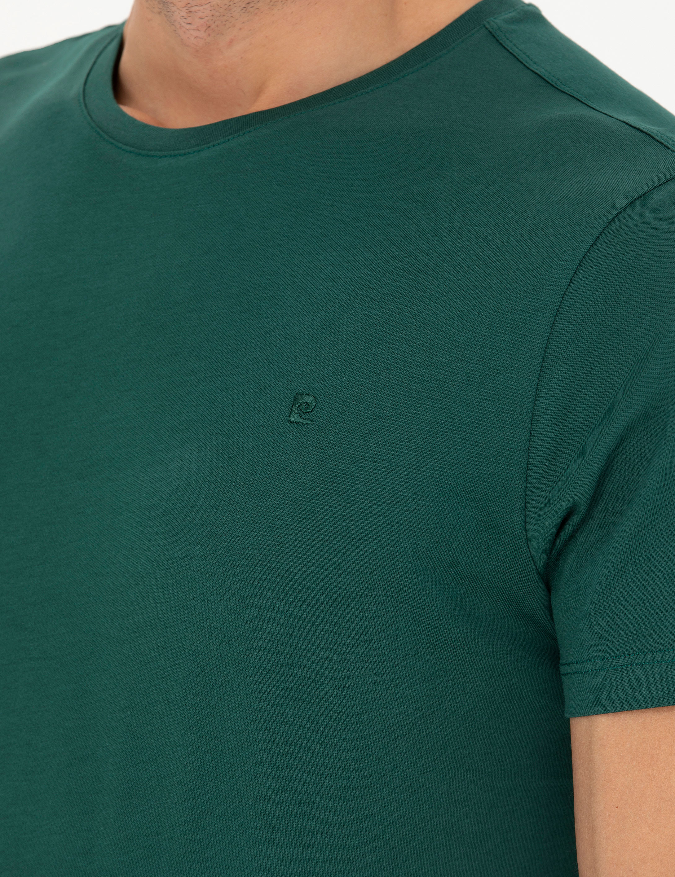 Koyu Yeşil Slim Fit Basic Tişört - Image 7