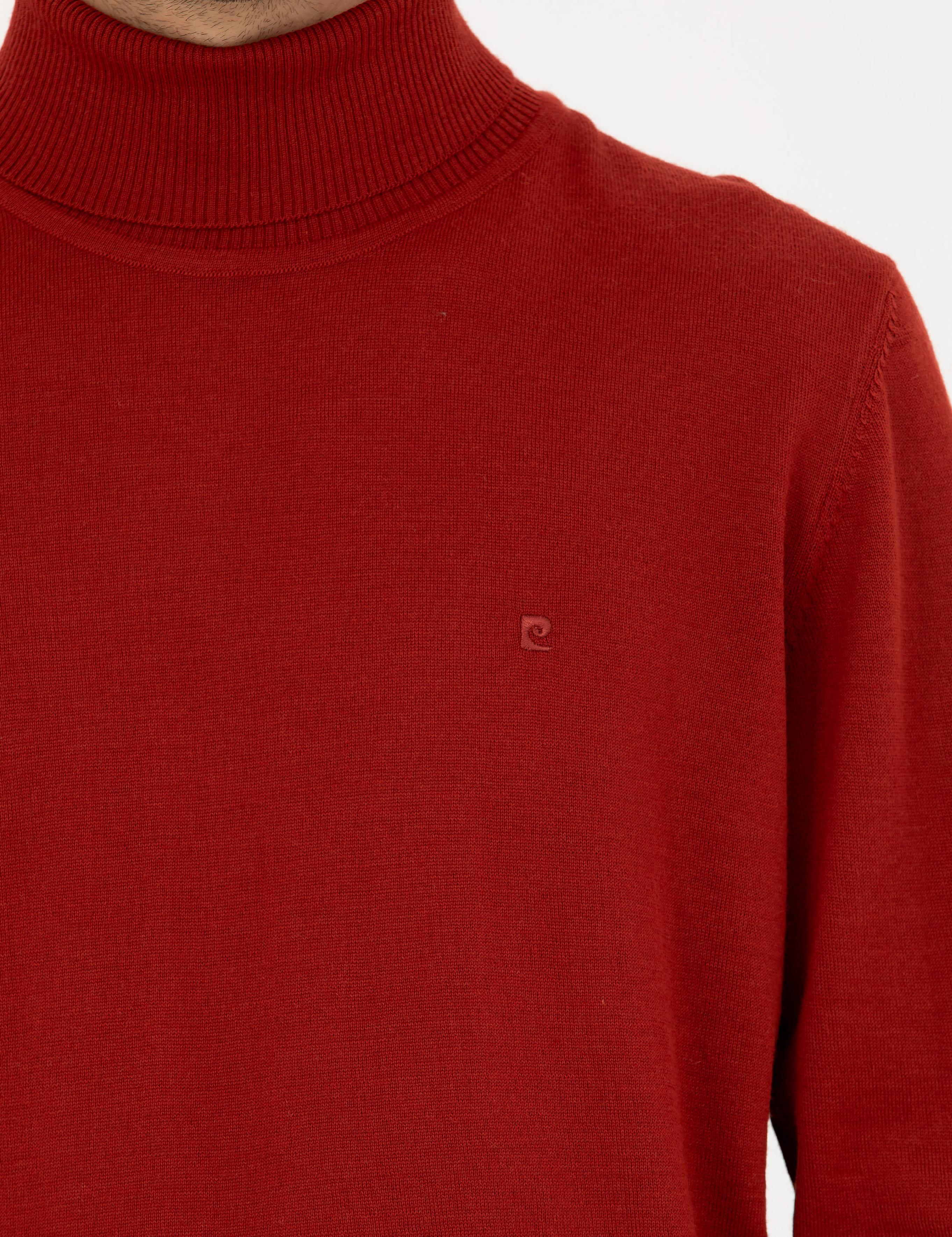 Kiremit Slim Fit Balıkçı Yaka Yün Karışımlı Basic Triko Kazak