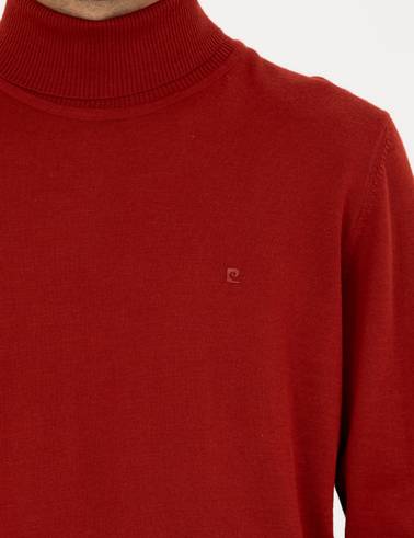 Kiremit Slim Fit Balıkçı Yaka Yün Karışımlı Basic Triko Kazak