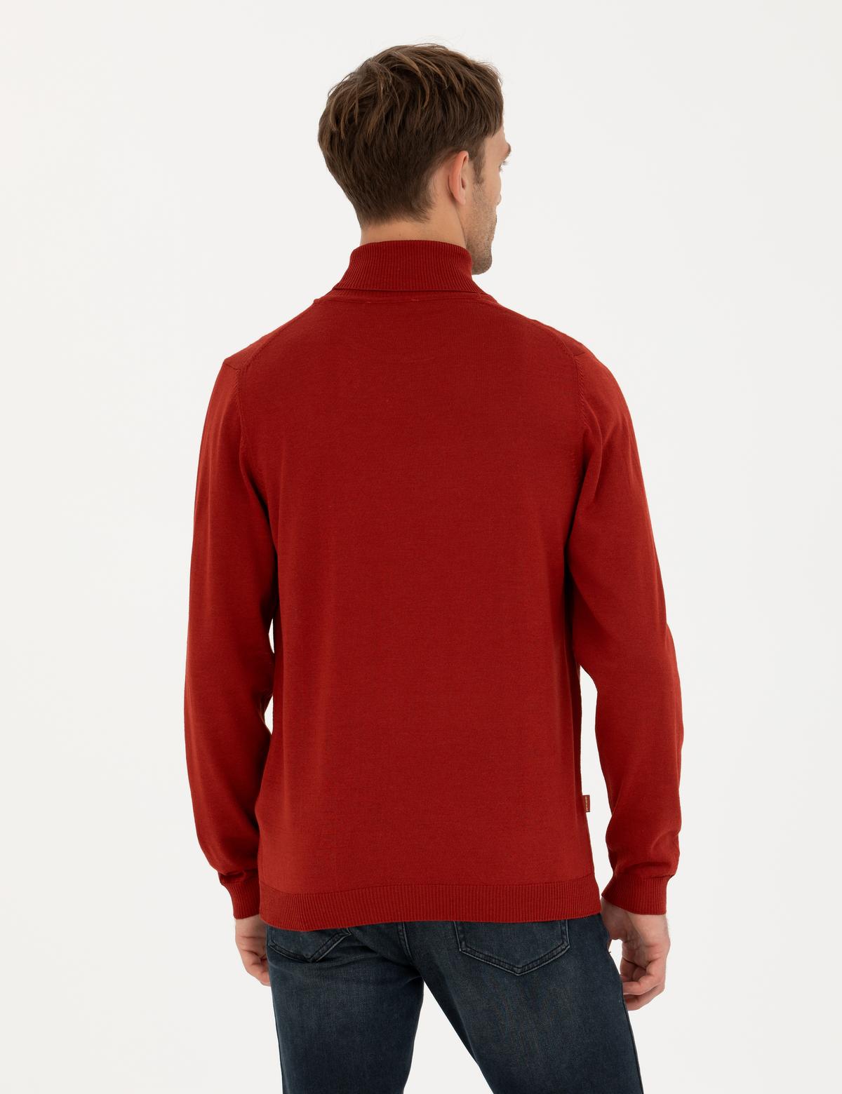 Kiremit Slim Fit Balıkçı Yaka Yün Karışımlı Basic Triko Kazak - 50270052027