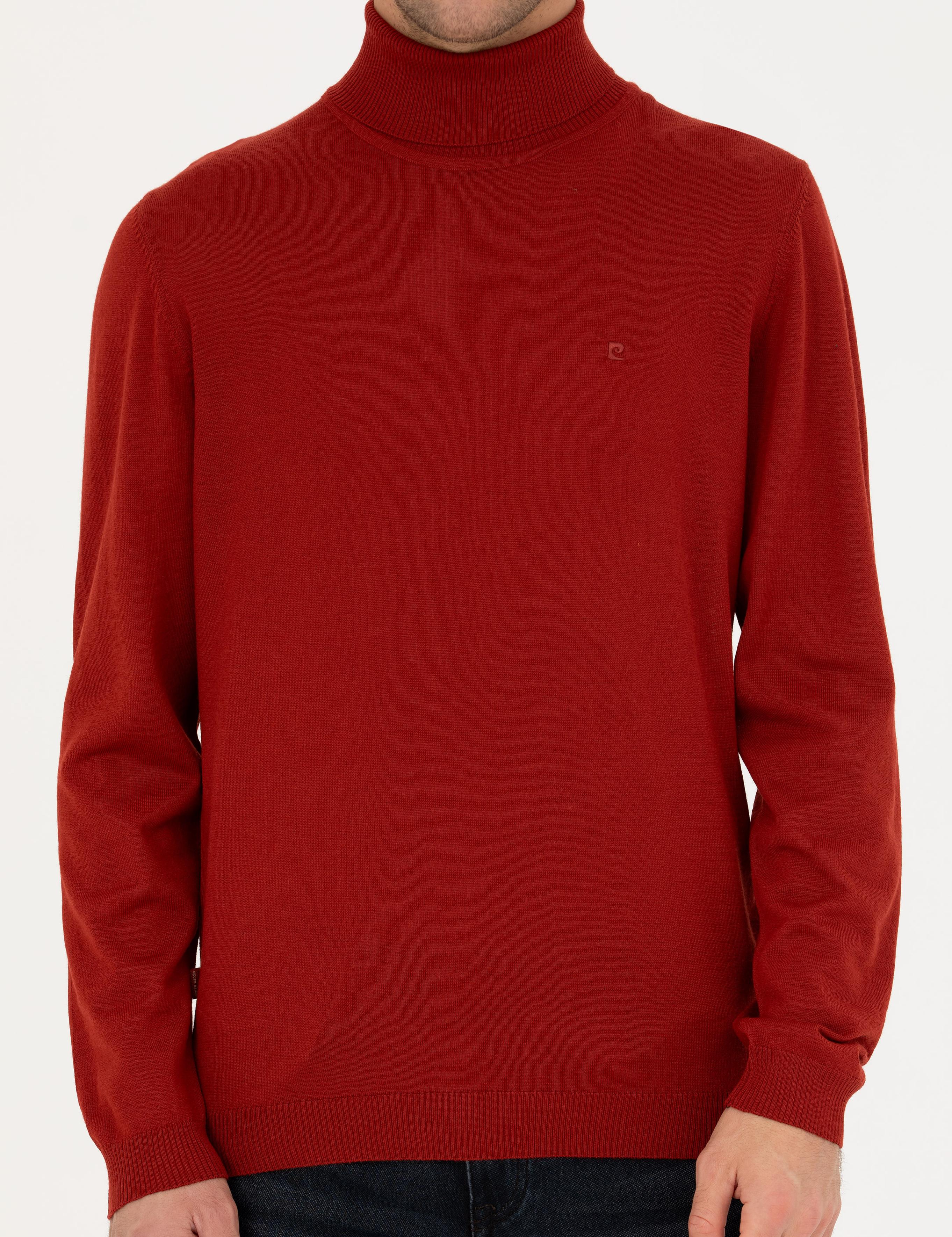 Kiremit Slim Fit Balıkçı Yaka Yün Karışımlı Basic Triko Kazak