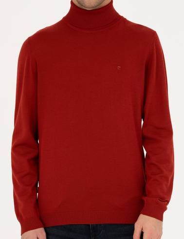 Kiremit Slim Fit Balıkçı Yaka Yün Karışımlı Basic Triko Kazak