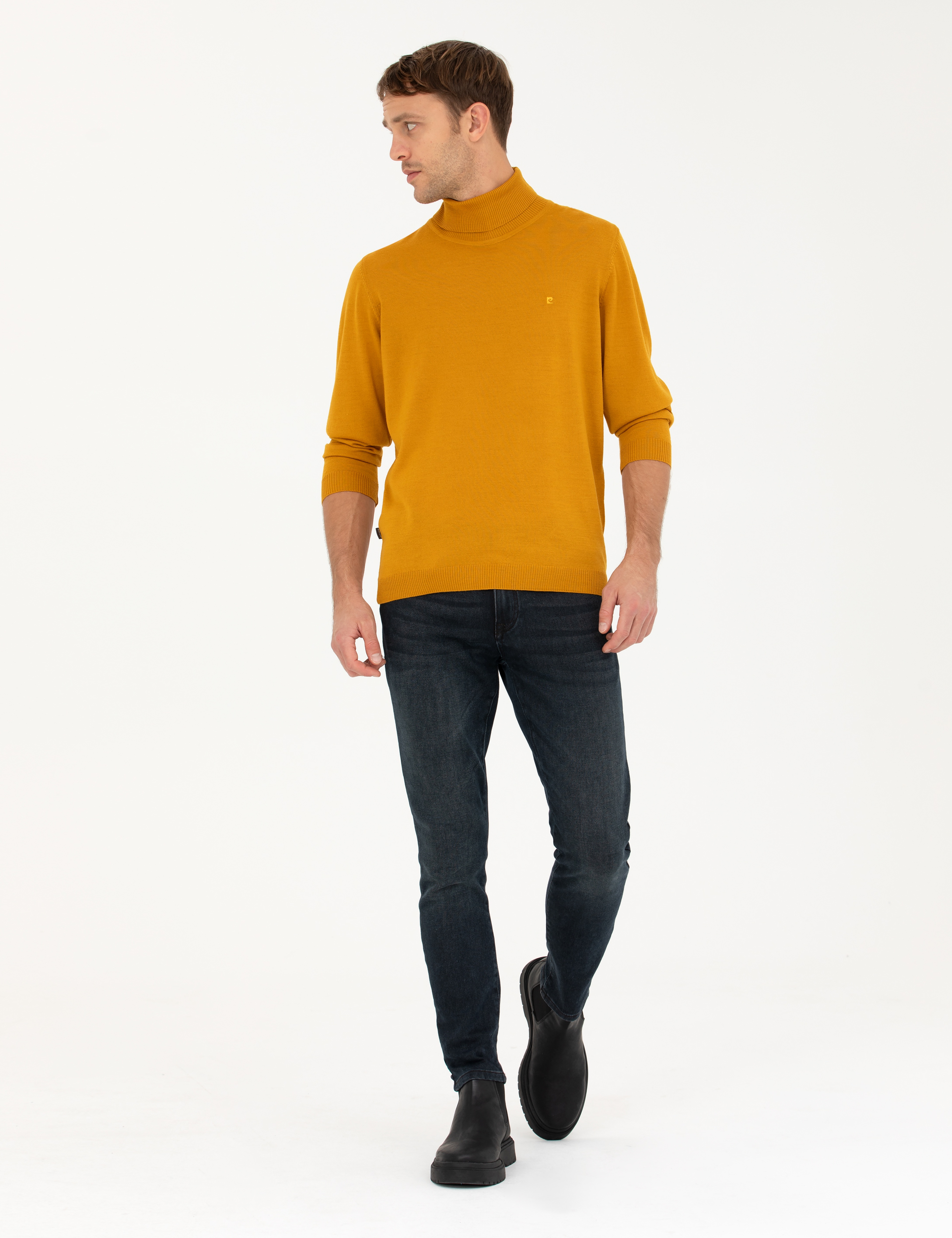 Safran Slim Fit Balıkçı Yaka Yün Karışımlı Basic Triko Kazak - Image 4
