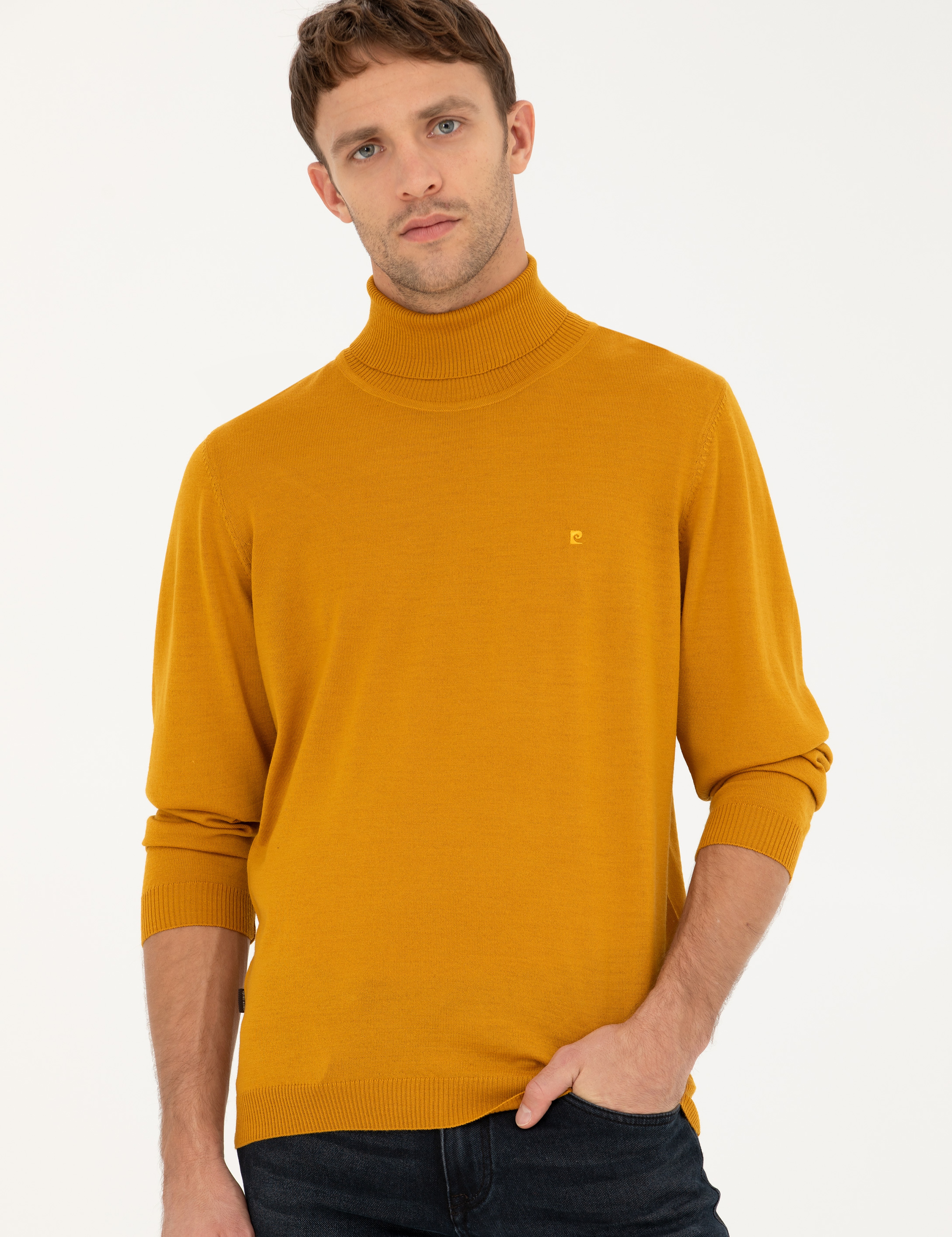 Safran Slim Fit Balıkçı Yaka Yün Karışımlı Basic Triko Kazak - Image 3