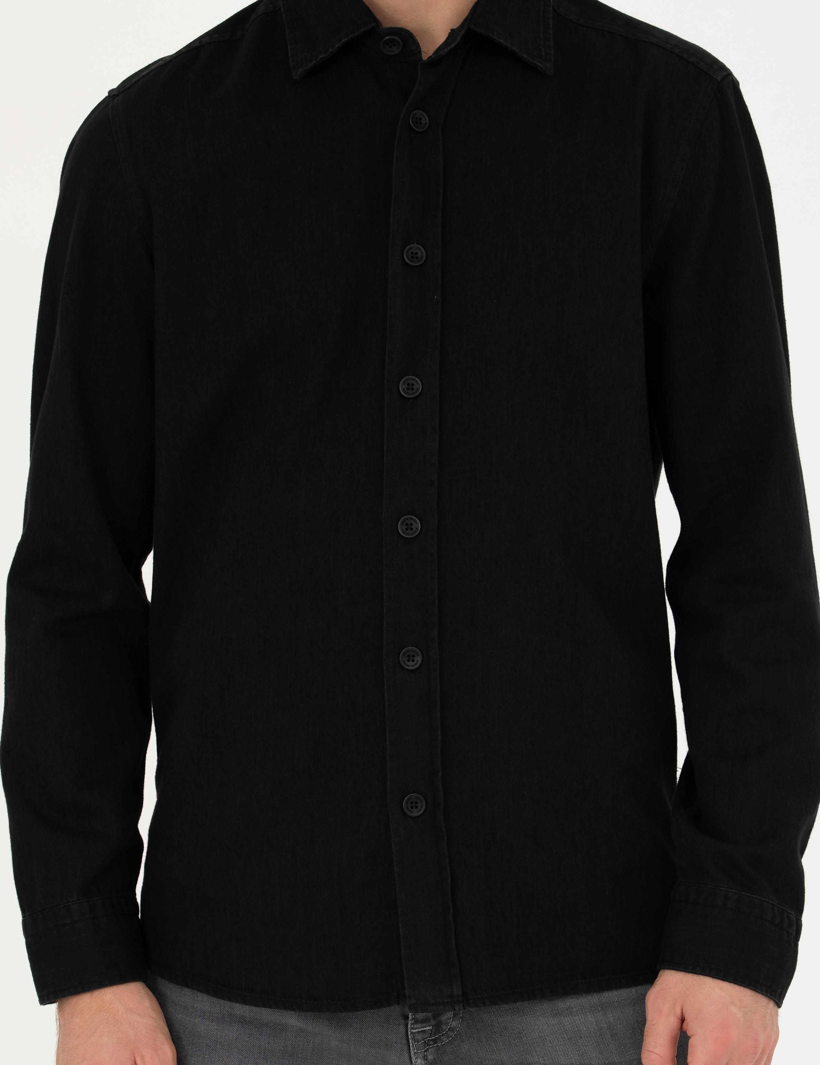 Siyah Regular Fit Uzun Kollu Gömlek