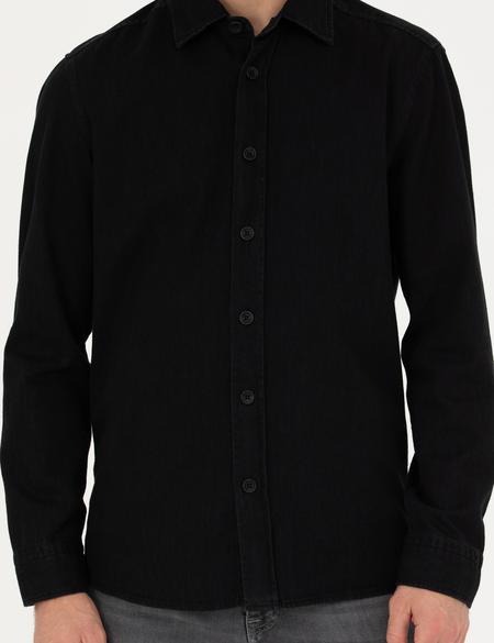 Siyah Regular Fit Uzun Kollu Gömlek - 50274658006