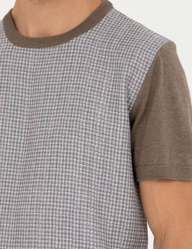 Vizon Melanj Slim Fit Bisiklet Yaka Triko Tişört