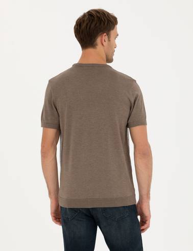 Vizon Melanj Slim Fit Bisiklet Yaka Triko Tişört