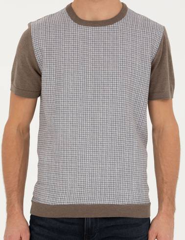 Vizon Melanj Slim Fit Bisiklet Yaka Triko Tişört