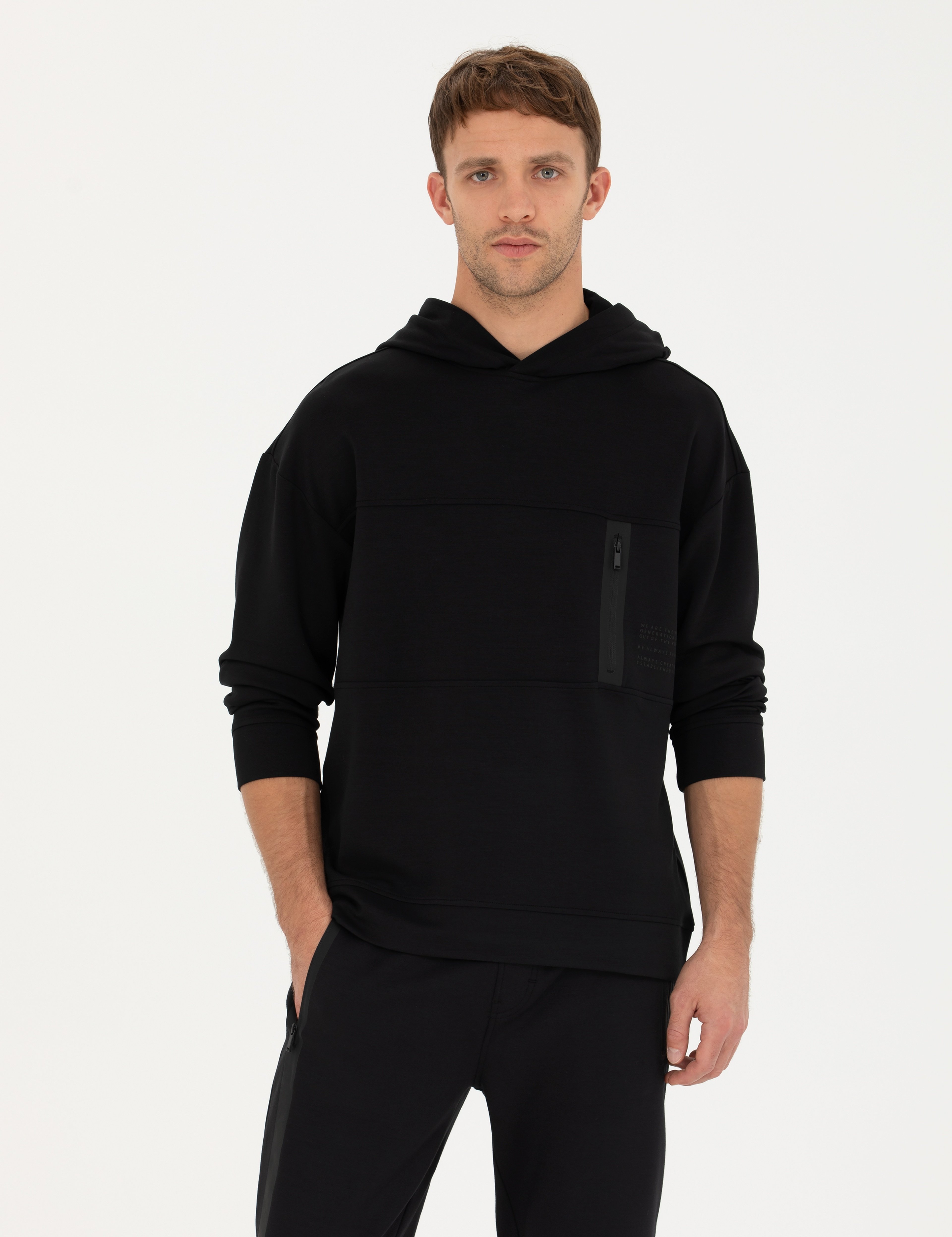 Siyah Regular Fit Sweatshirt - Image 1