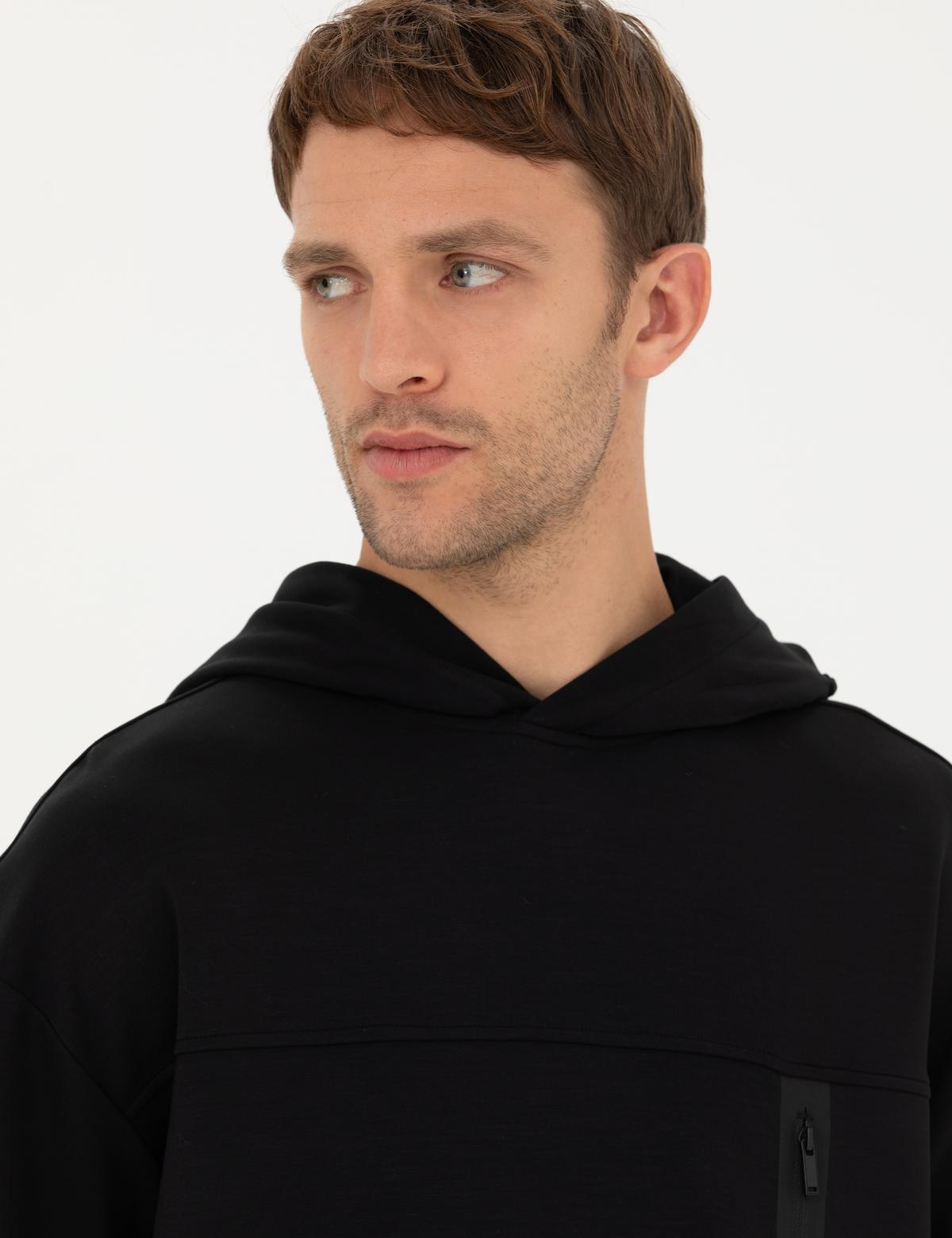 Siyah Regular Fit Sweatshirt - 50272510037