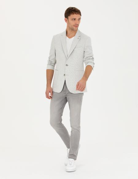 Açık Gri Ex. Slim Fit Keten Karışımlı Ceket - 50285142011