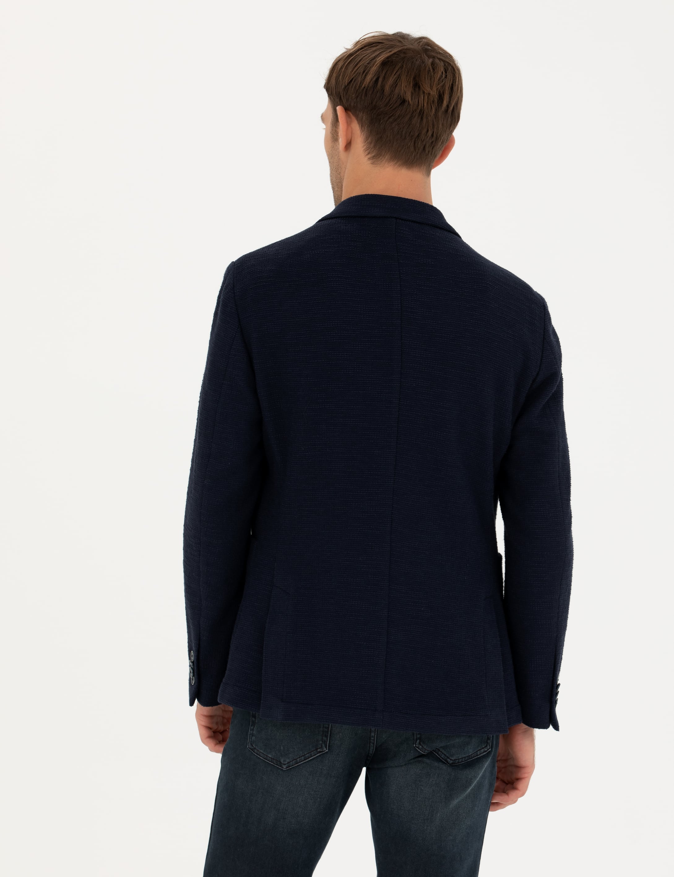 Pierre Cardin Lacivert %100 Pamuk Extra Slim Fit Spor Ceket görsel 5