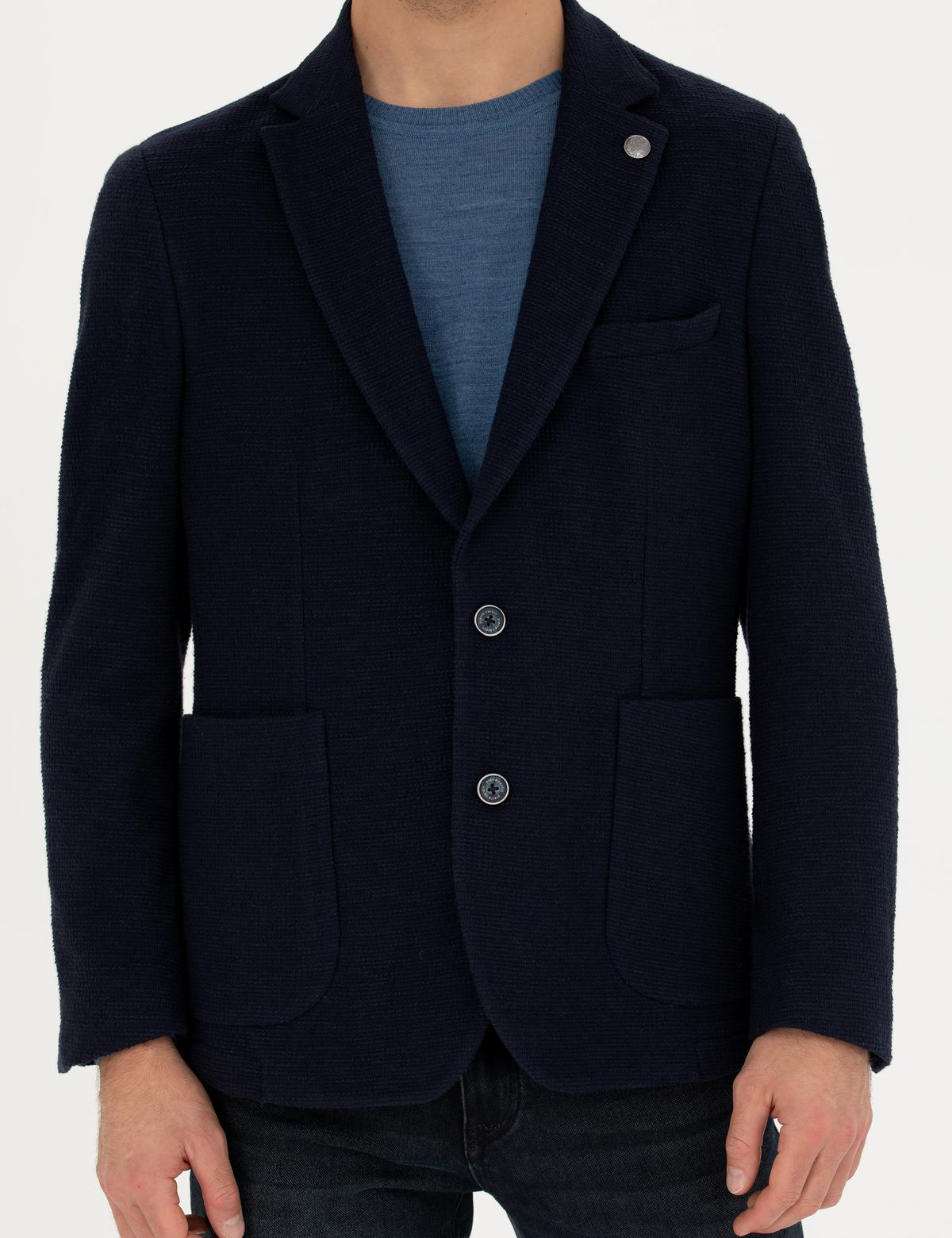 Lacivert %100 Pamuk Ex. Slim Fit Spor Ceket - 50272747053