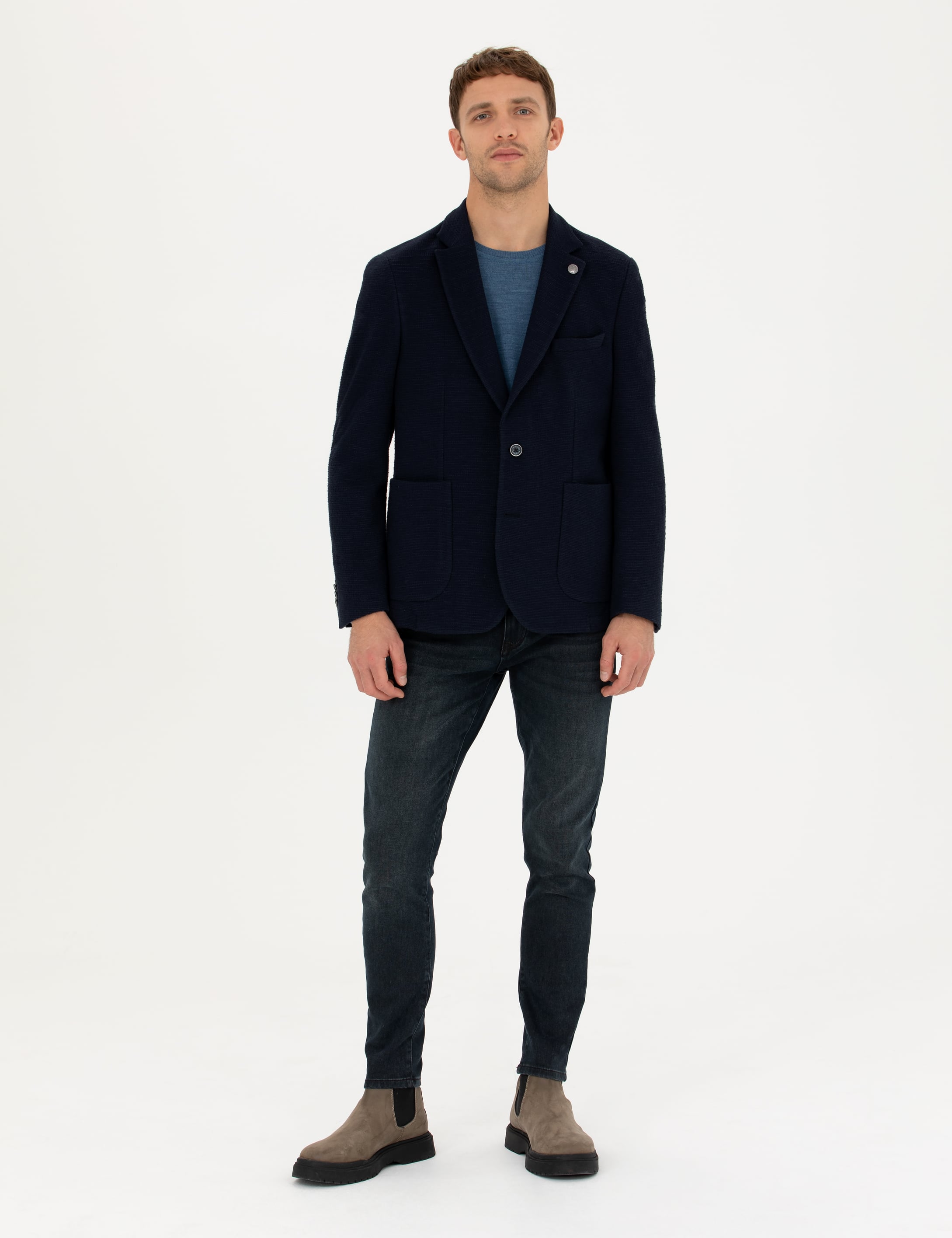 Pierre Cardin Lacivert %100 Pamuk Extra Slim Fit Spor Ceket görsel 4