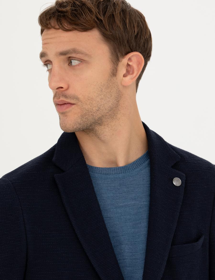 Lacivert %100 Pamuk Ex. Slim Fit Spor Ceket