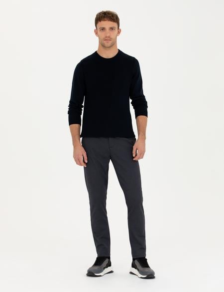 Lacivert Slim Fit Bisiklet Yaka Triko Kazak - 50281823001