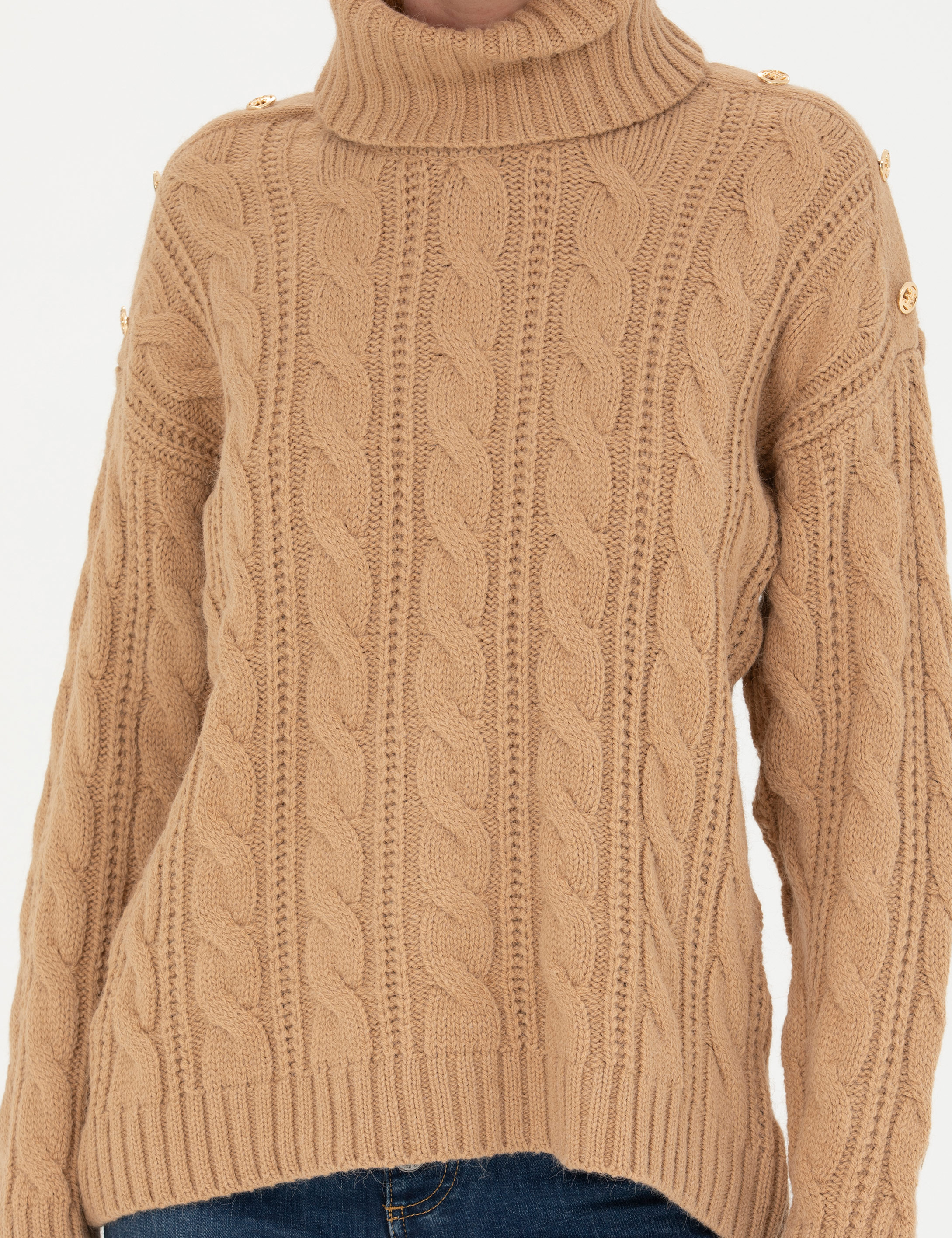 Pierre Cardin Bej Regular Fit Balıkçı Yaka Kazak görsel 6