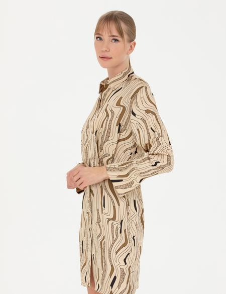 Krem Saten Gömlek  Elbise - 50273142003