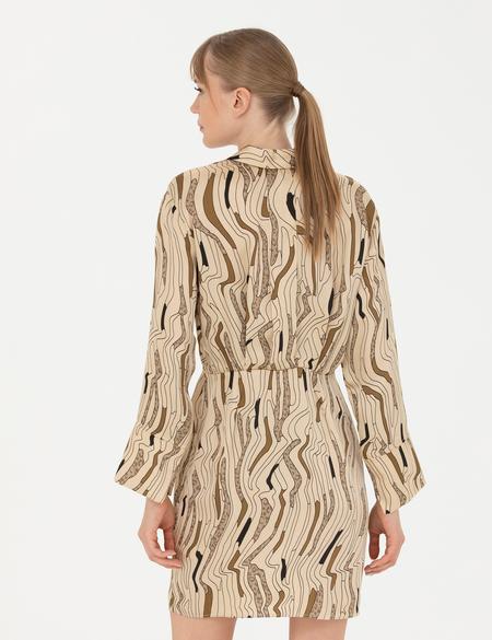 Krem Saten Gömlek  Elbise - 50273142003