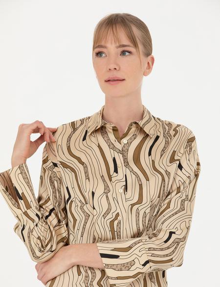 Krem Saten Gömlek  Elbise - 50273142003