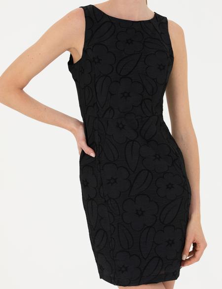 Siyah Slim Fit Dokuma Elbise - 50272948006